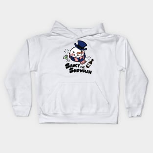 Saucy The Snowman - Frosty Humor - White Outlined, Color Version 4 Kids Hoodie